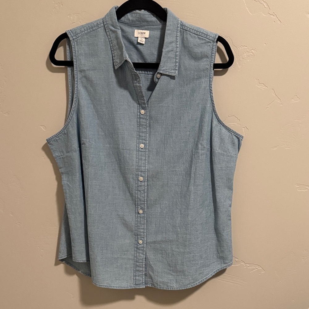 J. Crew chambray button up sleeveless top